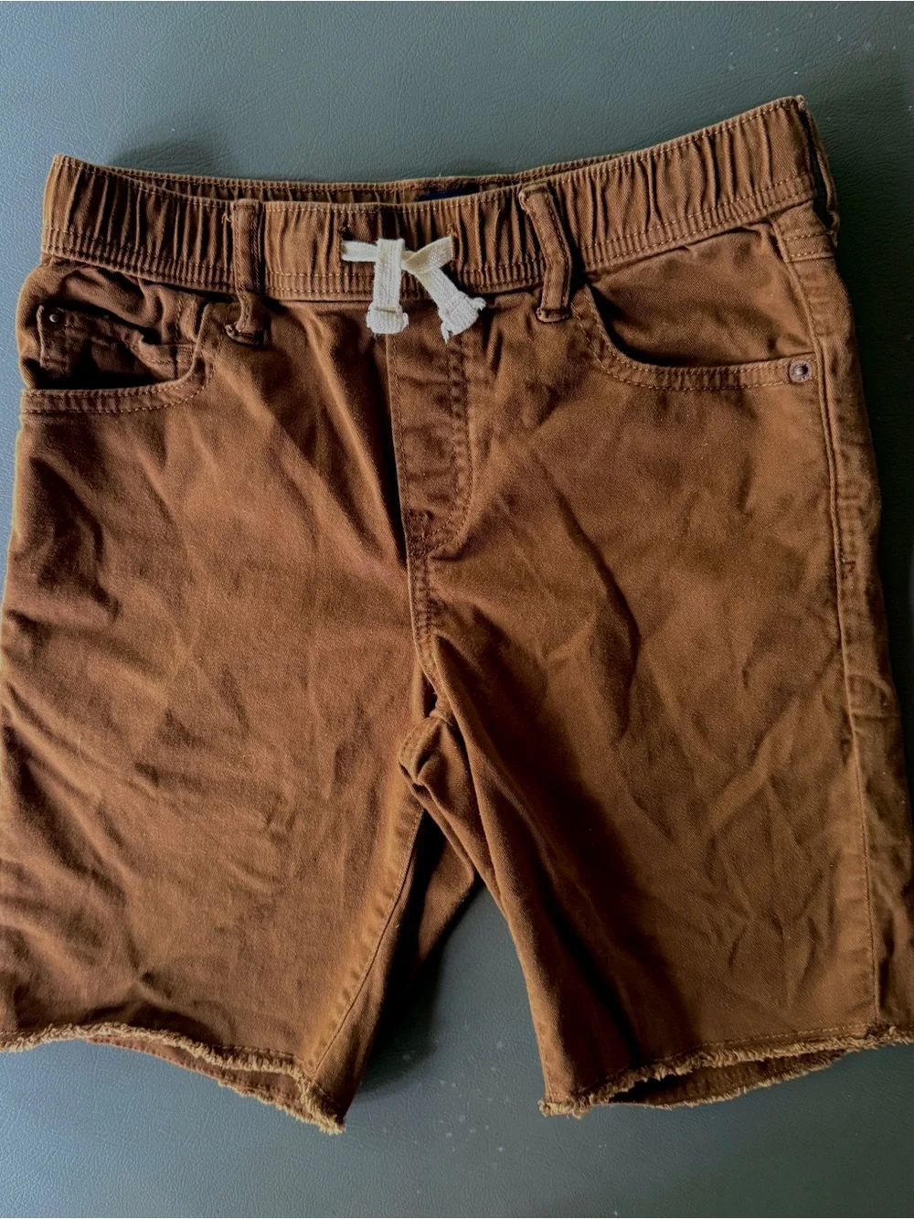 Gap Kids Boys Brown Denim Jean Shorts Elastic Waist Drawstring Size XXL 14 16